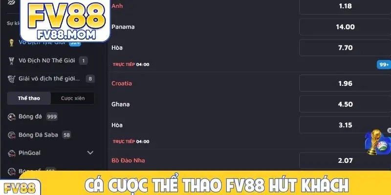 Cá cược thể thao FV88 hút khách