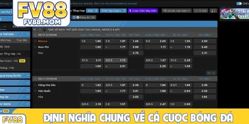 Định nghĩa chung về cá cược bóng đá