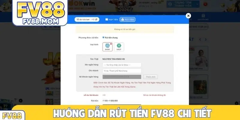 Hướng dẫn rút tiền FV88 chi tiết