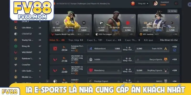 IA E-Sports là nhà cung cấp ăn khách nhất hiện nay