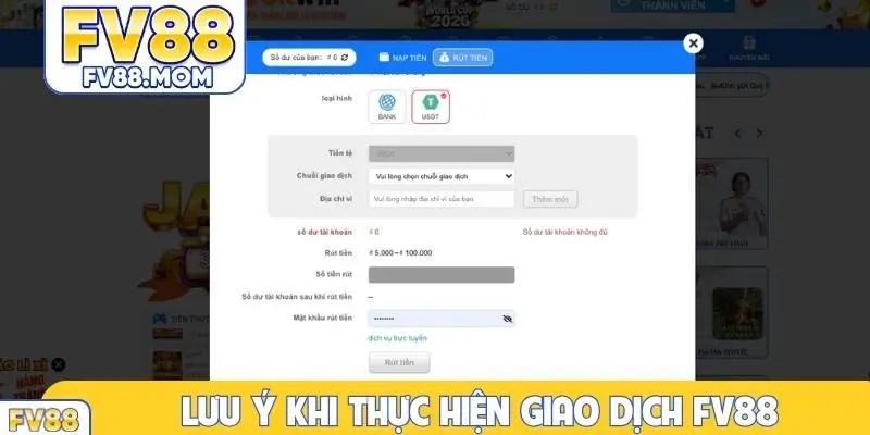 Lưu ý khi thực hiện giao dịch FV88