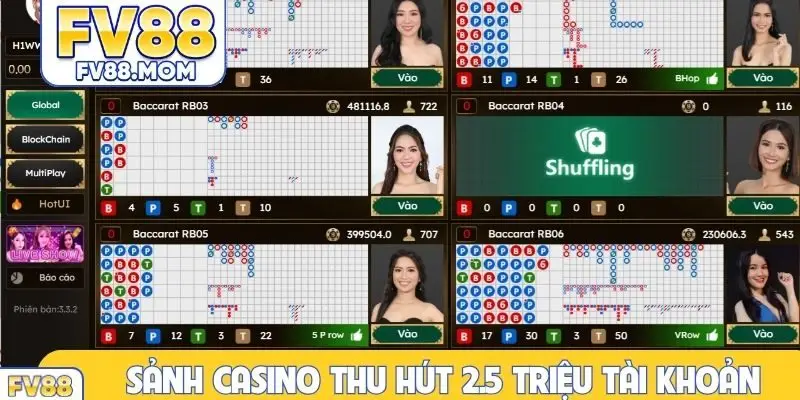 Sảnh Casino thu hút 2.5 triệu tài khoản