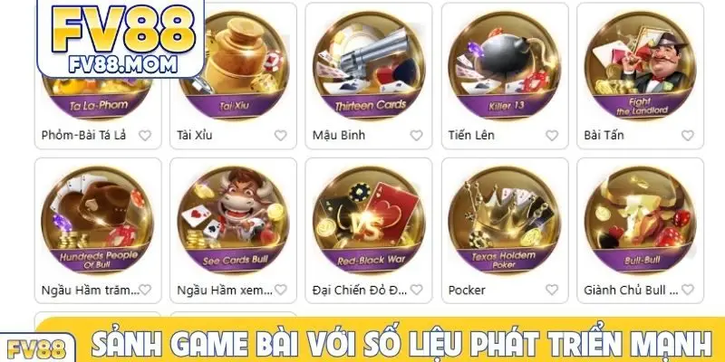 Sảnh game bài với số liệu phát triển mạnh