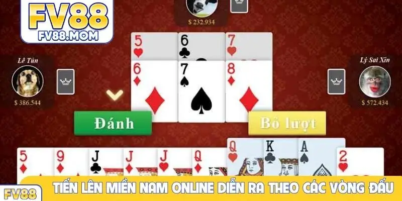 Tiến lên miền Nam online diễn ra theo các vòng đấu