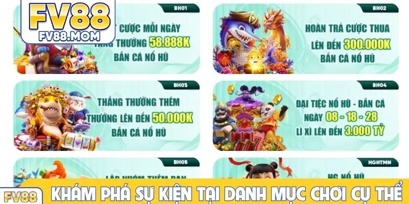 Khám phá sự kiện tại danh mục chơi cụ thể